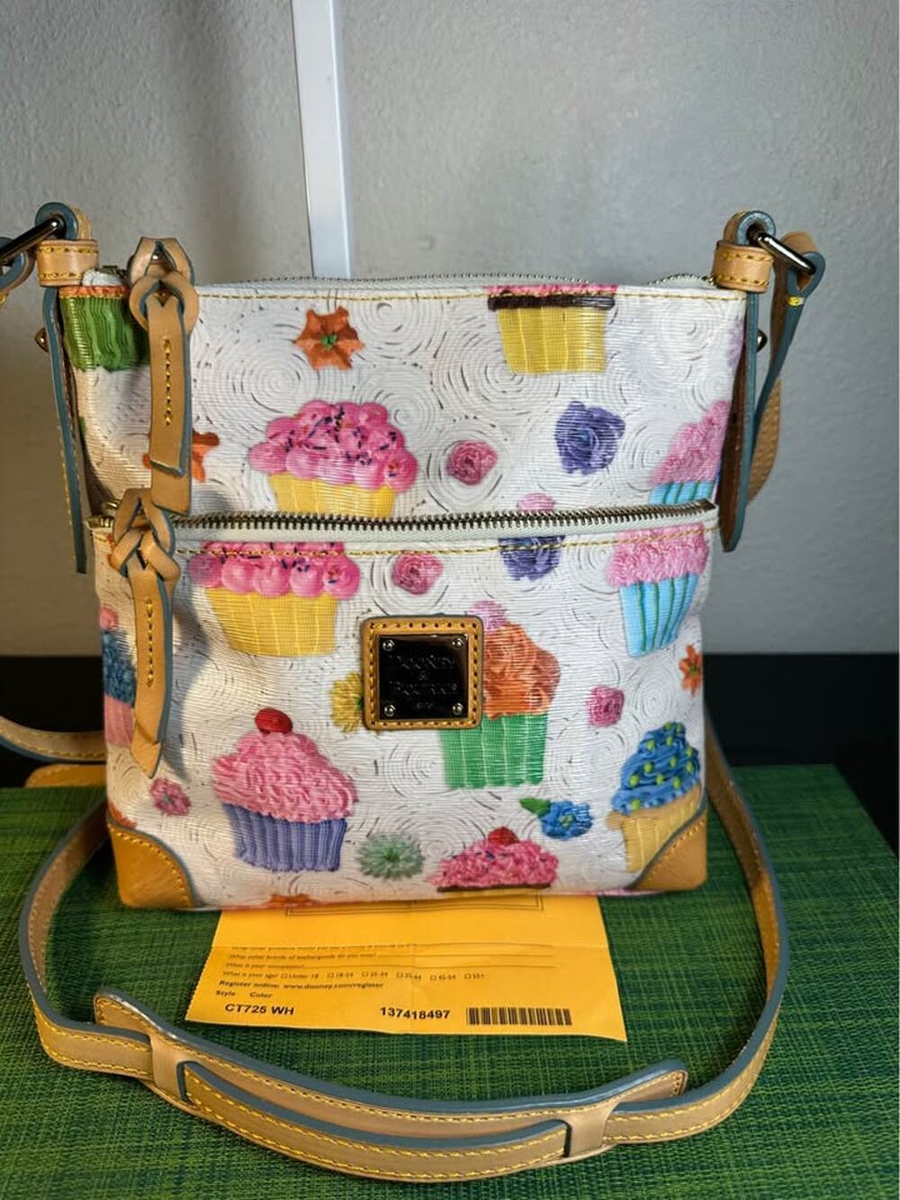 Dooney & Bourke Cupcake Print Double Zip Crossbody Bag - Rare